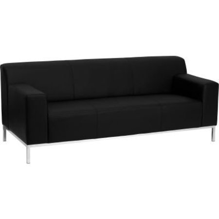 GEC Contemporary Leather Sofa - Black - Hercules Definity Series ZB-DEFINITY-8009-SOFA-BK-GG